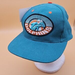 Vintage Miami Dolphins Hat Cap Snapback NWT Deadstock Big 3D Logo Drew Pearson